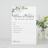 Eucalyptus Bride en Groom Advice wenst Kaart (Staand voorkant)