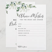 Eucalyptus Bride en Groom Advice wenst Kaart (Voorkant / Achterkant)