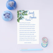 EUCALYPTUS BRIDE EN GROOM TRIVIA SHOWER GAME KAART (Enkel)