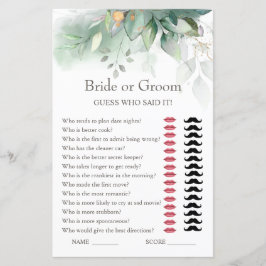 Eucalyptus Bride of Groom Vrijgezellenfeest Game