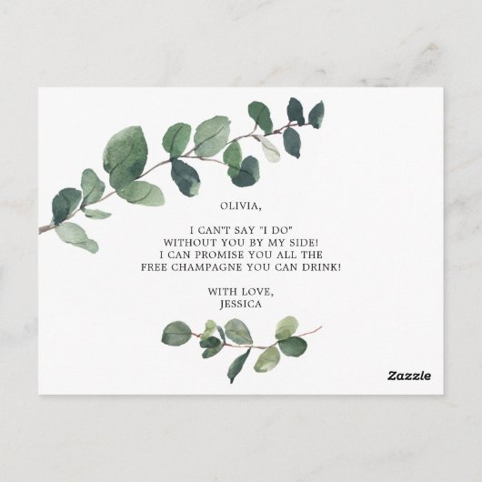 Eucalyptus Bridesmaid proposal Kaart (Achterkant)