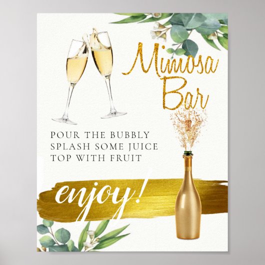 Eucalyptus Bruidsbrunch Mimosa Bar Bord Poster (Voorkant)