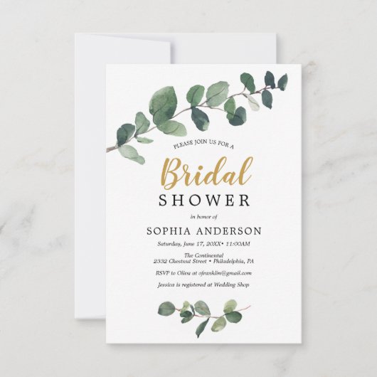 Eucalyptus bruidsdouche uitnodiging Kaart (Voorkant)