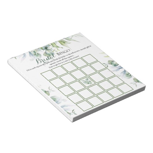 Eucalyptus Bruidsfeest Bingo Spel Notitieblok (Schuin)