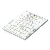 Eucalyptus Bruidsfeest Bingo Spel Notitieblok (Linkerzijde)