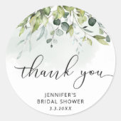 Eucalyptus bruidsfeest cadeautje ronde sticker (Voorkant)