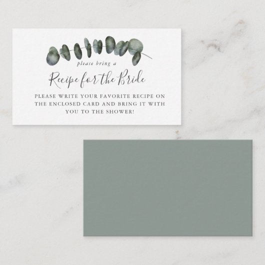 Eucalyptus Bruidsfeest Recept Verzoek  Informatiekaartje (Voorkant / Achterkant)