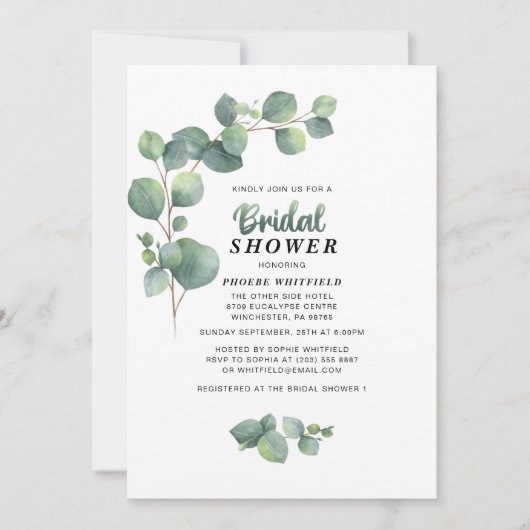 Eucalyptus Bruidsfeest Succulente Begroeiing Kaart (Voorkant)
