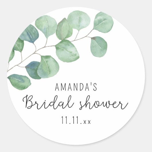 Eucalyptus - bruidsfeestje  ronde sticker (Voorkant)