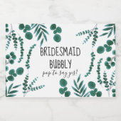 eucalyptus bruidsmeisje voorstel mousserende wijn  sparkling wijnetiket (Enkel label)