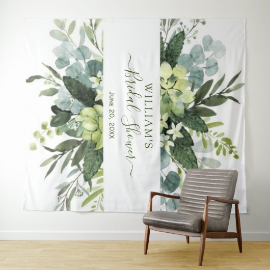 Eucalyptus Bruidsuitnodiging Chic Fotohokje Achter Wandkleed (In Situ (horizontaal))