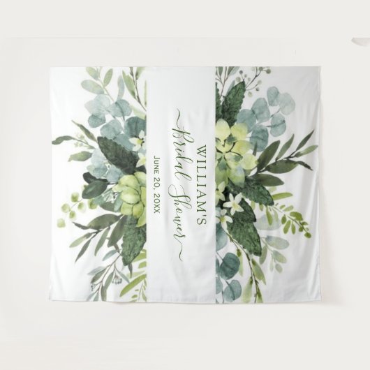 Eucalyptus Bruidsuitnodiging Chic Fotohokje Achter Wandkleed (Voorkant (horizontaal))