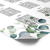 Eucalyptus bruiloft bloementafel plan feest/bruilo poster (Hoek)