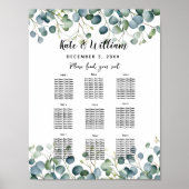 Eucalyptus bruiloft bloementafel plan feest/bruilo poster (Voorkant)