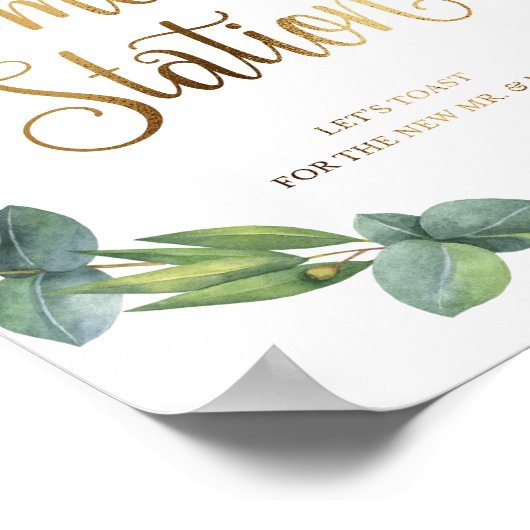 Eucalyptus bruiloft bord voor station s'mores poster (Hoek)