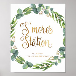 Eucalyptus bruiloft bord voor station s'mores poster