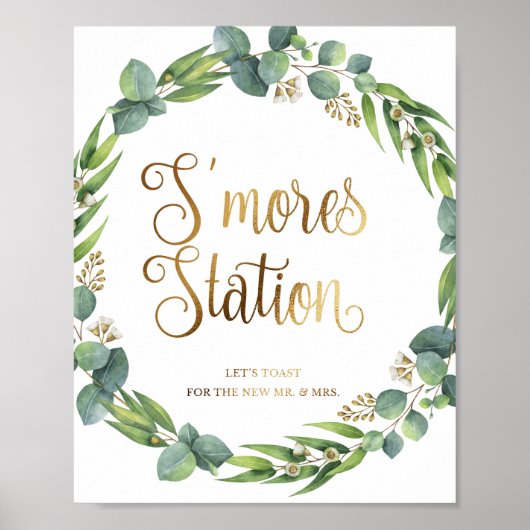 Eucalyptus bruiloft bord voor station s'mores poster (Voorkant)