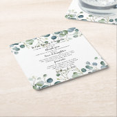 Eucalyptus bruiloft/bruiloft Dank u Kartonnen Onderzetters (Schuin)