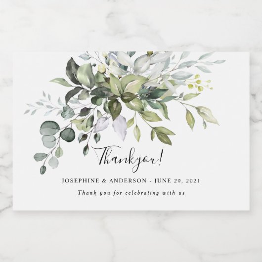 Eucalyptus bruiloft Dank u gunst Voedselcontainer Etiket (Enkel label)