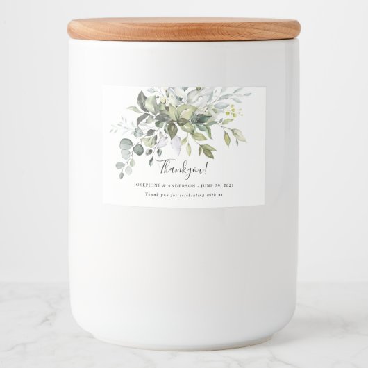 Eucalyptus bruiloft Dank u gunst Voedselcontainer Etiket (Voorkant)