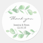 Eucalyptus bruiloft Dank u stickers (Voorkant)