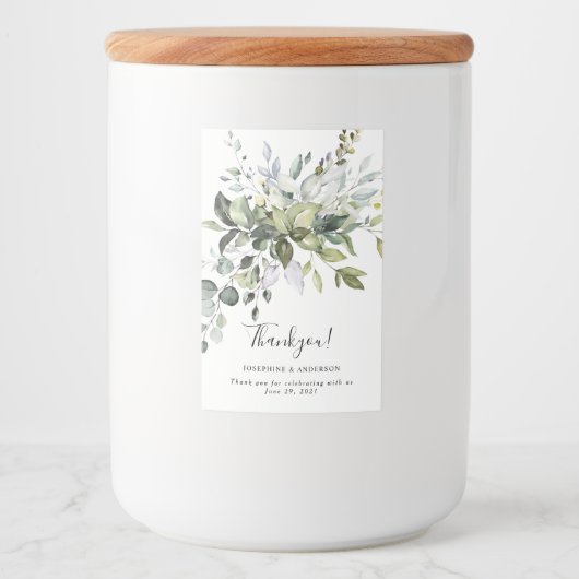 Eucalyptus Bruiloft Dank u Voedsel Label Set Voedselcontainer Etiket (Voorkant)