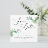 Eucalyptus Bruiloft | Elegante Groene Tuinfoto Save The Date (Staand voorkant)