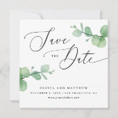 Eucalyptus Bruiloft | Elegante Groene Tuinfoto Save The Date (Voorkant)