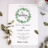 Eucalyptus Bruiloft Elegante krans Lettering blad Kaart