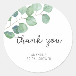 Eucalyptus - bruiloft feest bedankje ronde sticker