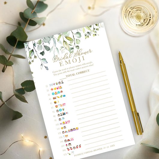 Eucalyptus Bruiloft Feest Emoji Pictionary Spel  Flyer