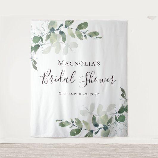 Eucalyptus Bruiloft Feest Fotohokje Achtergrond Wandkleed (Voorkant)