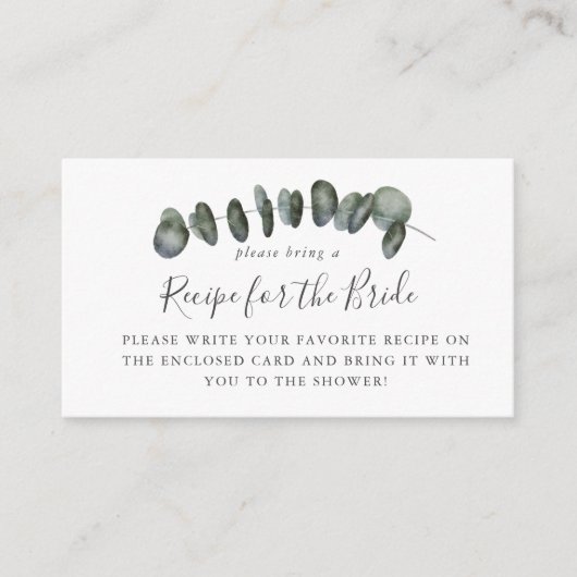 Eucalyptus Bruiloft Feest Recept Verzoek  Informatiekaartje (Voorkant)