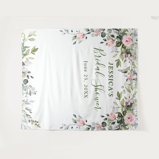 Eucalyptus Bruiloft Feestelijke Chique Fotocabine  Wandkleed (Voorkant (horizontaal))