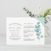 Eucalyptus Bruiloft Feestje Verlof Mint Kaart (Staand voorkant)