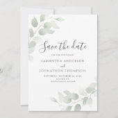 Eucalyptus Bruiloft Flat Save The Date Kaart (Voorkant)