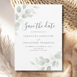 Eucalyptus Bruiloft Flat Save The Date Kaart