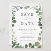 Eucalyptus Bruiloft Flat Save The Date Kaart (Voorkant)