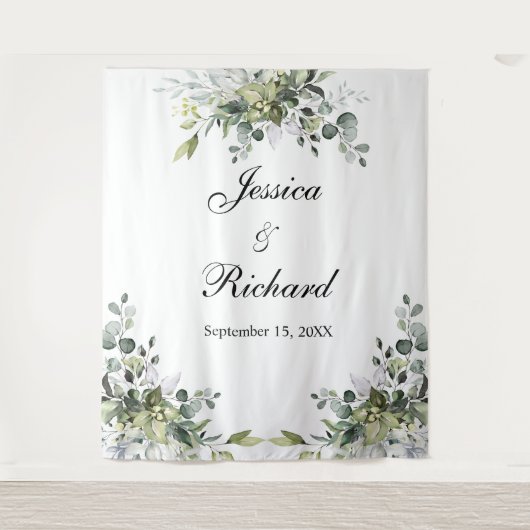 Eucalyptus Bruiloft Foto Achtergrond Tapijt Wandkleed (Voorkant)