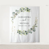 Eucalyptus Bruiloft Foto Booth Achtergrond Wandkleed (Voorkant)