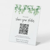 Eucalyptus bruiloft fotoalbum QR code Welkom Reclamebord Met Voetstuk (Voorkant)