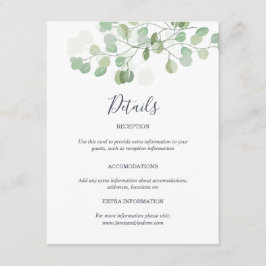 Eucalyptus Bruiloft Gast Informatie Kaart invoegen