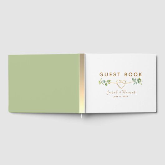 Eucalyptus bruiloft gastenboek met gouden hart (Volledig)