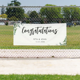 Eucalyptus bruiloft Gefeliciteerd Handschrift Spandoek