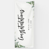 Eucalyptus bruiloft Gefeliciteerd Handschrift Spandoek (Verticaal)