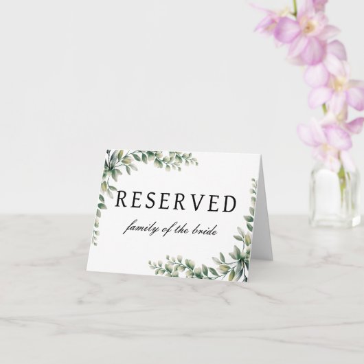 Eucalyptus bruiloft gereserveerd tafelteken kaart (Orchidee)