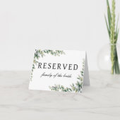 Eucalyptus bruiloft gereserveerd tafelteken kaart (Achterkant)