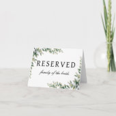 Eucalyptus bruiloft gereserveerd tafelteken kaart (Voorkant)