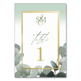 Eucalyptus bruiloft groen monogram kaart