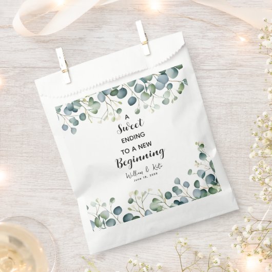Eucalyptus bruiloft gunst tas Sweet Ending Bedankzakje (Geknipt)